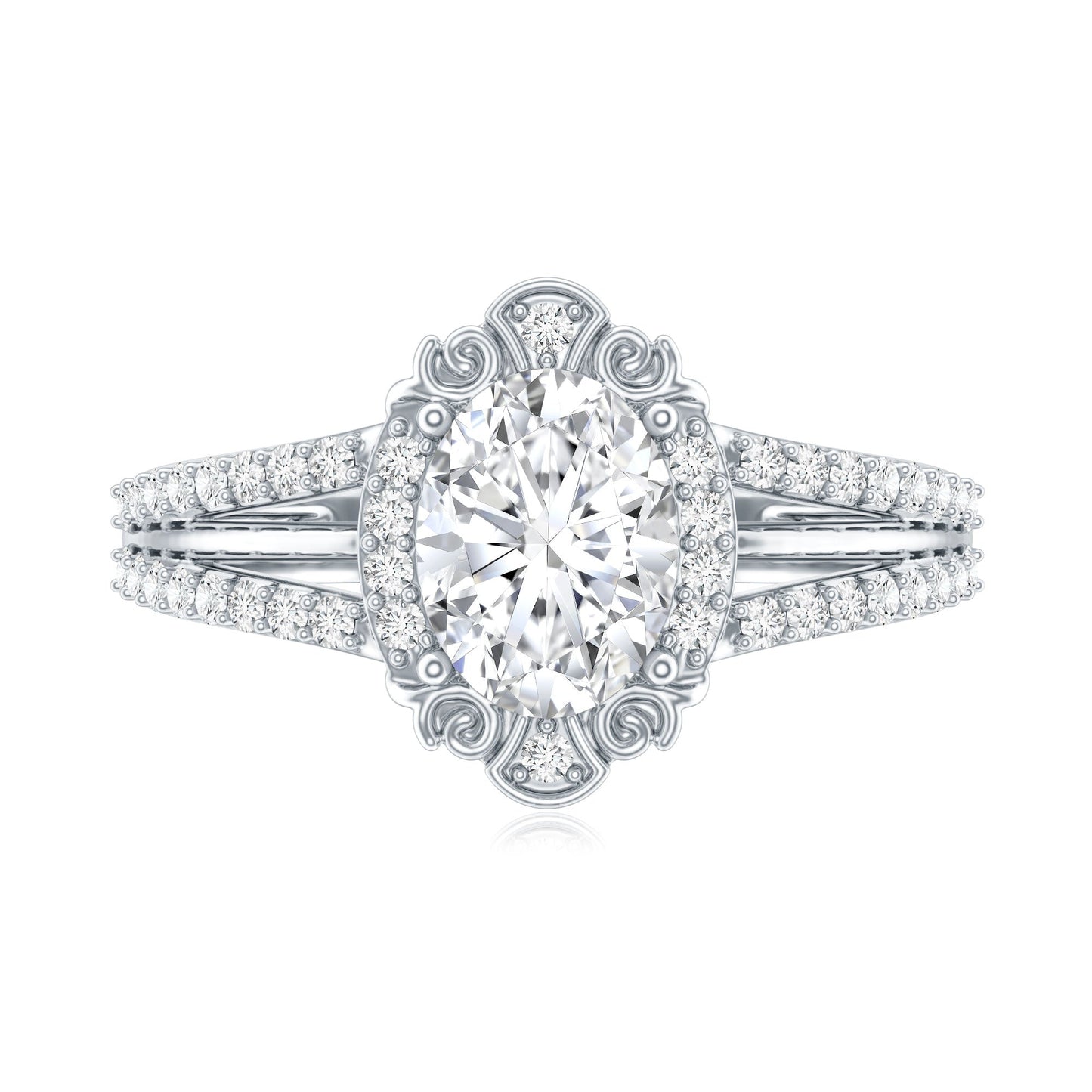 1.2 Carat Oval Lab Grown Diamond Vintage Engagement Ring For Women