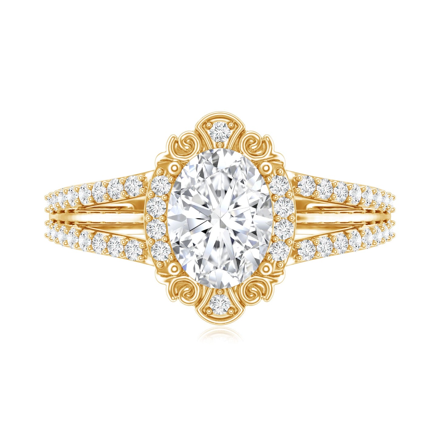 1.2 Carat Oval Lab Grown Diamond Vintage Engagement Ring For Women