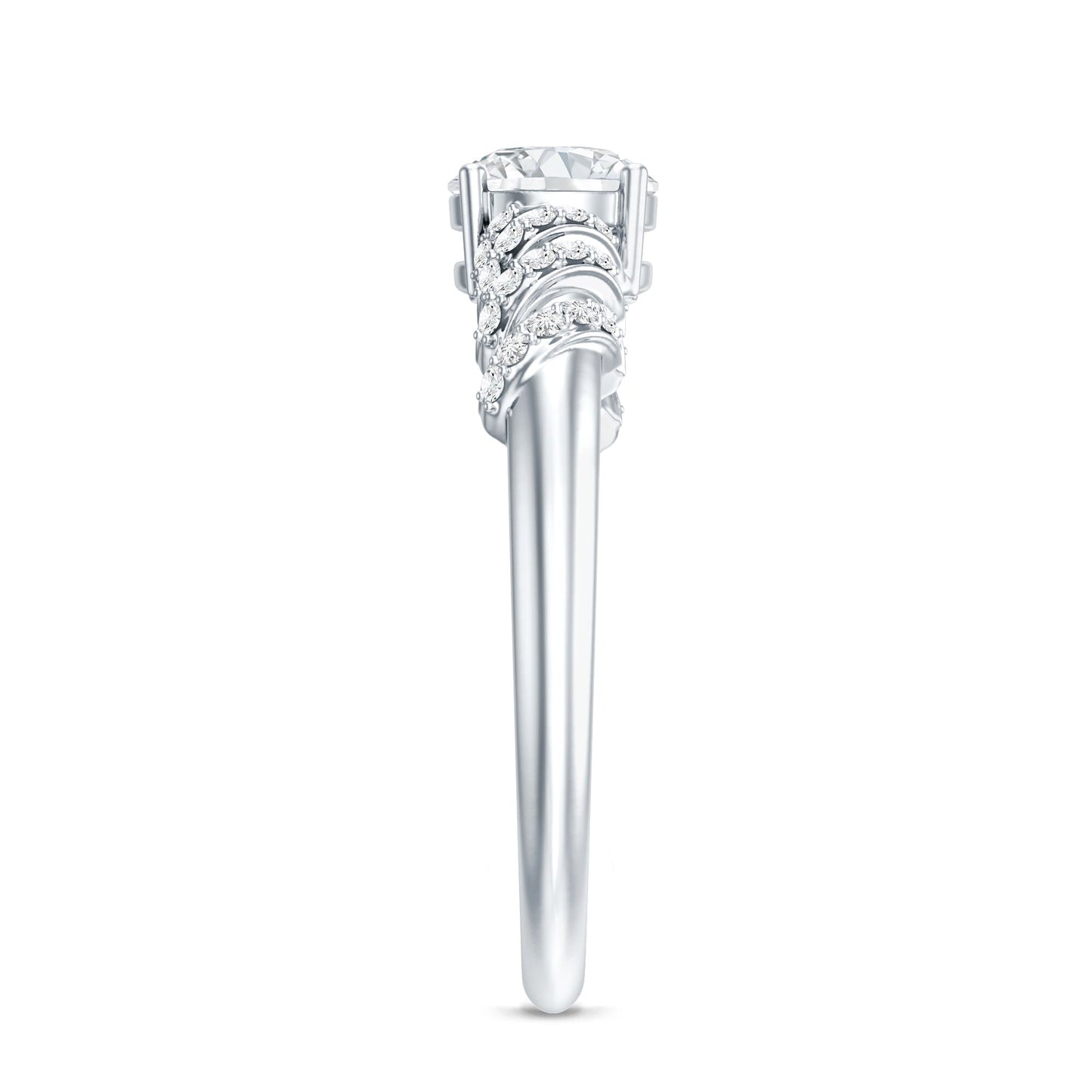 0.9 Carat Lab Grown Diamond Designer Engagement Ring With Side Stones