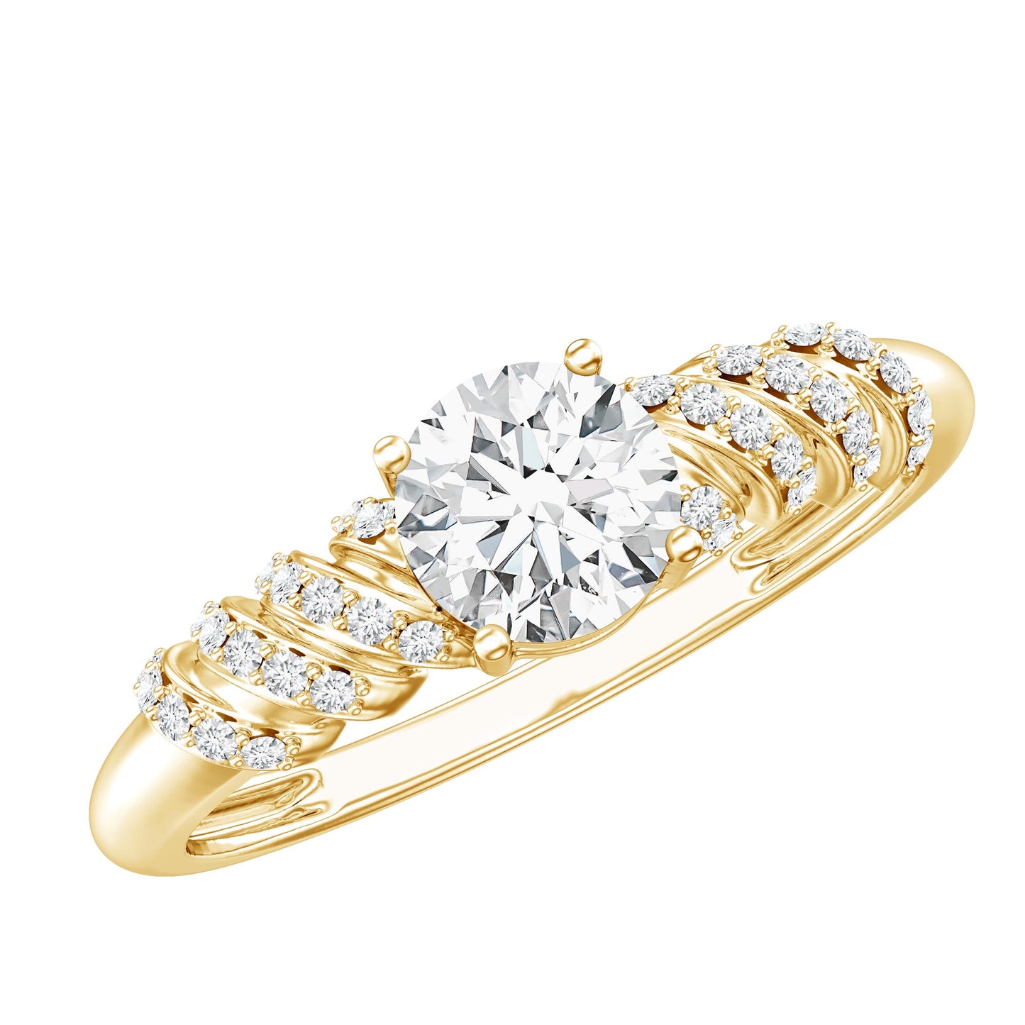 0.9 Carat Lab Grown Diamond Designer Engagement Ring With Side Stones