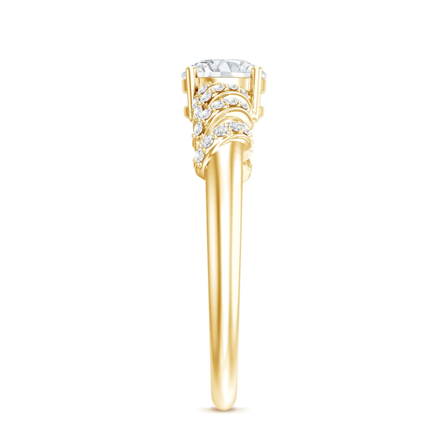 0.9 Carat Lab Grown Diamond Designer Engagement Ring With Side Stones