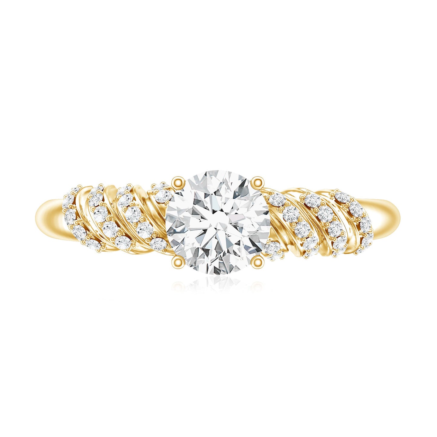 0.9 Carat Lab Grown Diamond Designer Engagement Ring With Side Stones