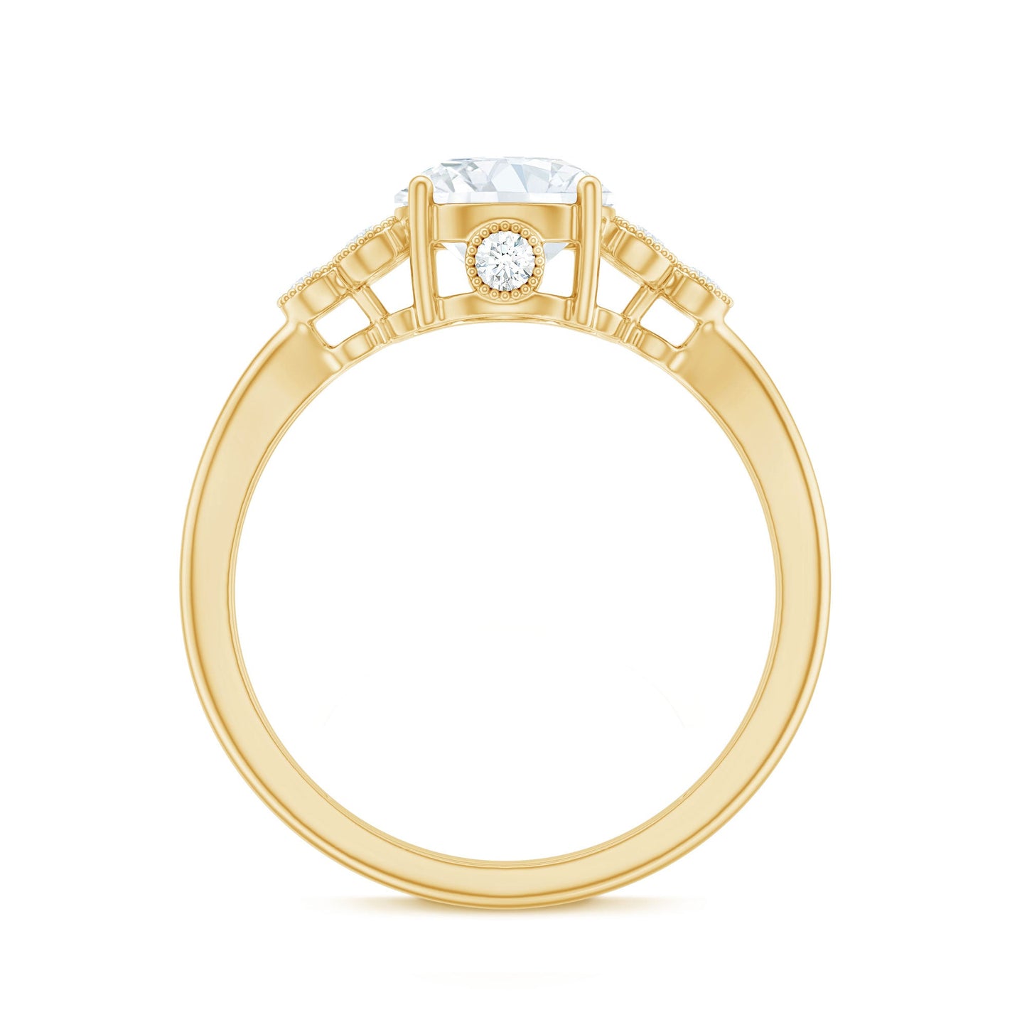2 Carat Solitaire Lab Diamond Engagement Ring With Diamond Trio