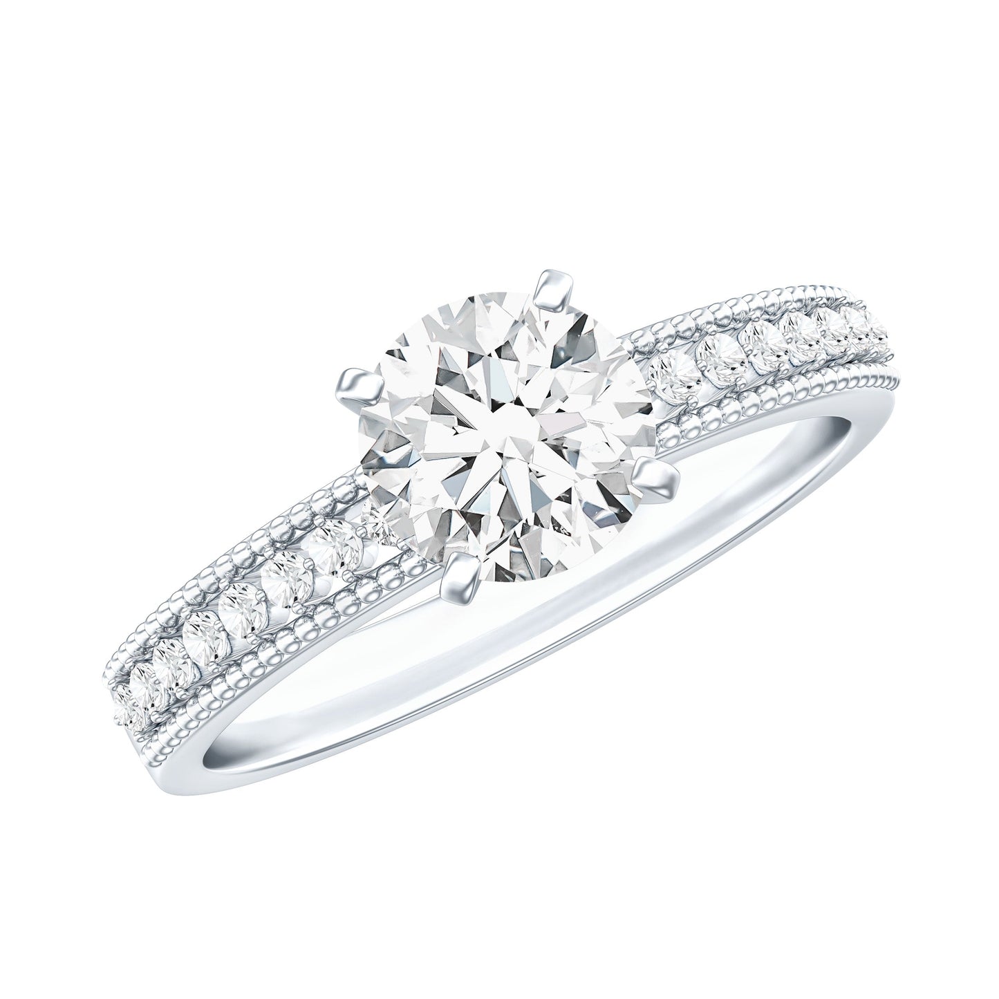 Certified Lab Grown 0.9 Carat Diamond Engagement Ring with Side Stones