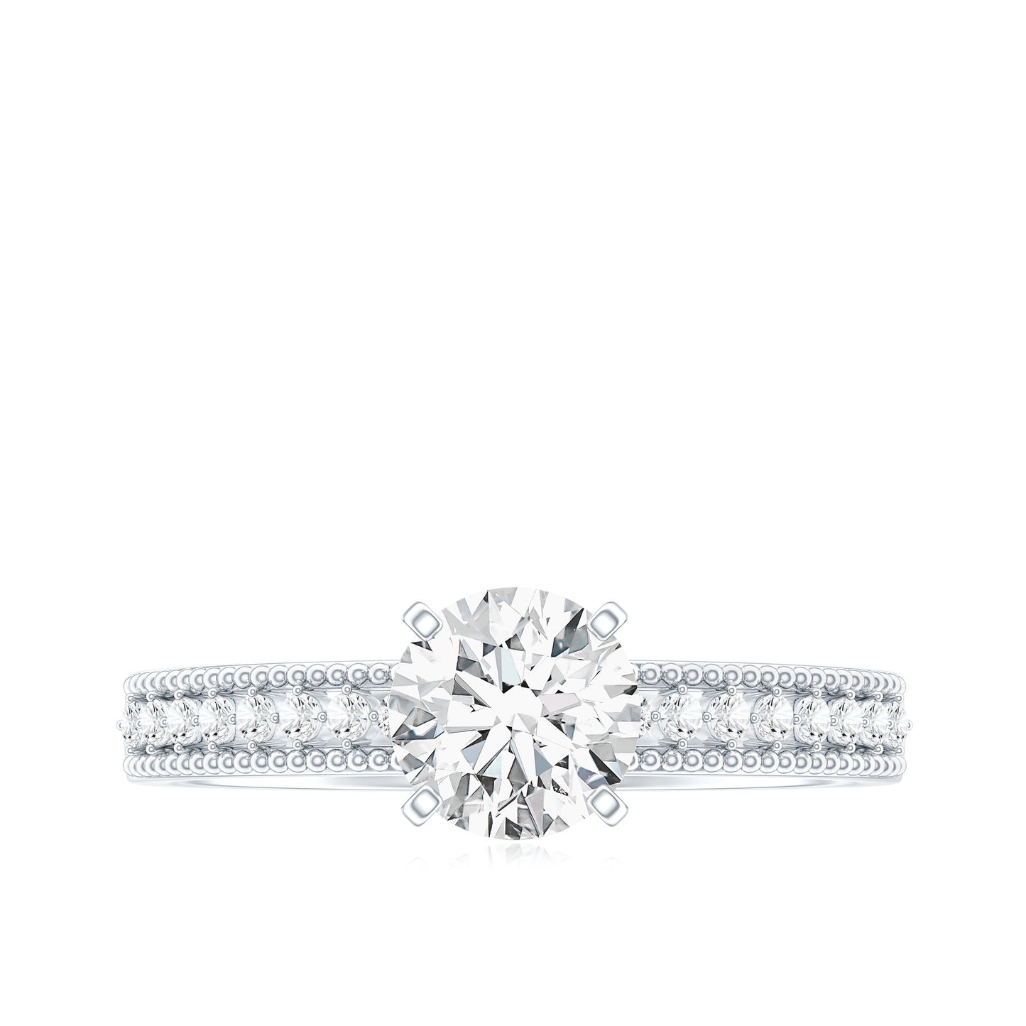 Certified Lab Grown 0.9 Carat Diamond Engagement Ring with Side Stones