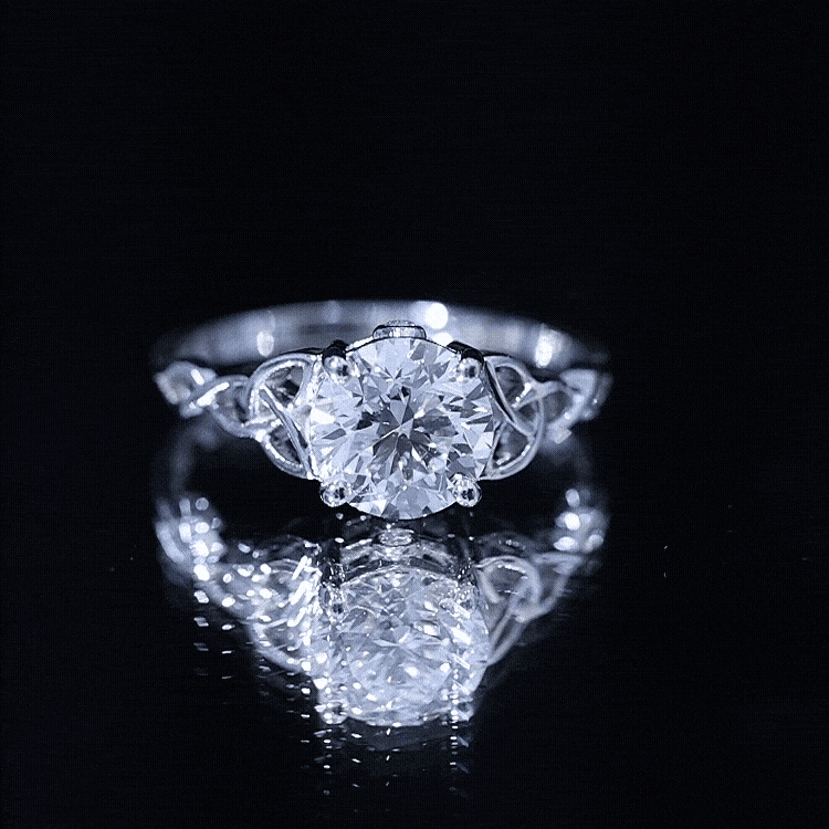 Certified 2 Carat Round Lab Grown Diamond Celtic Engagement Ring