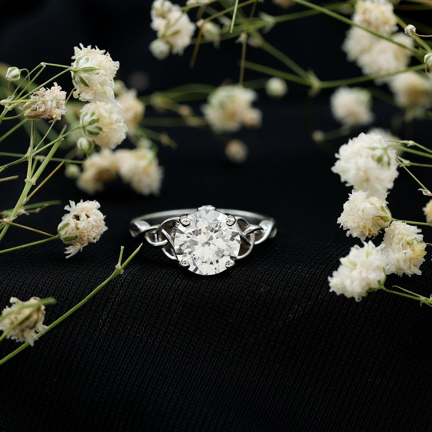 Certified 2 Carat Round Lab Grown Diamond Celtic Engagement Ring
