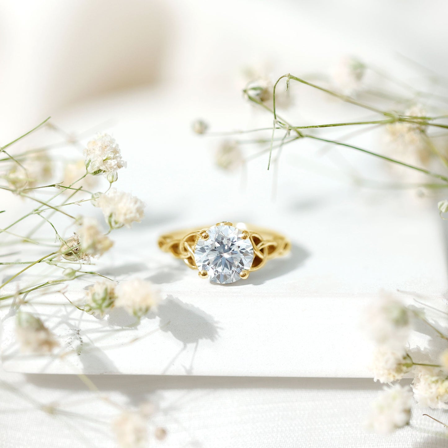 Certified 2 Carat Round Lab Grown Diamond Celtic Engagement Ring