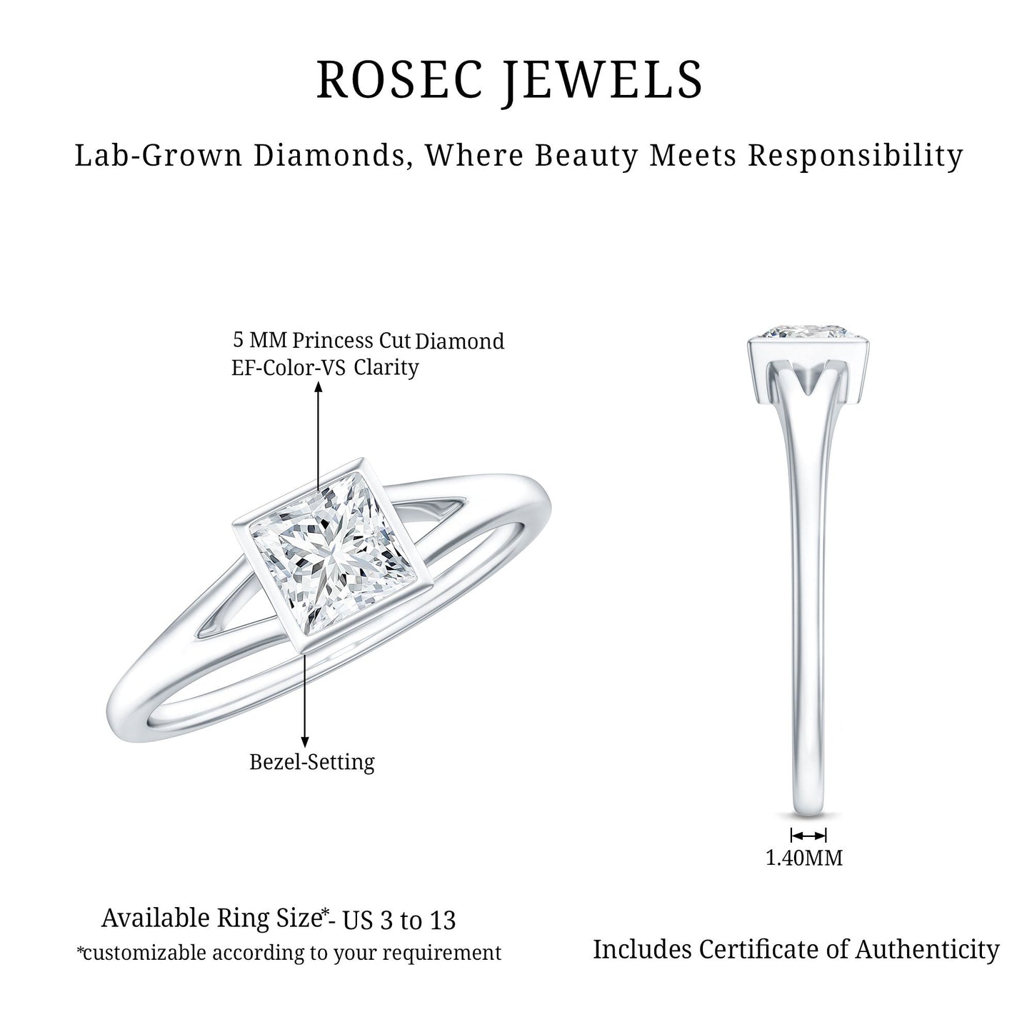 Certified 0.8 Carat Lab Grown Diamond Solitaire Promise Ring