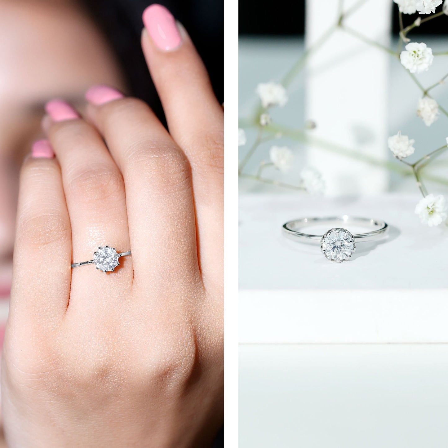 0.9 Carat Lab Grown Diamond Round Cut Engagement Ring