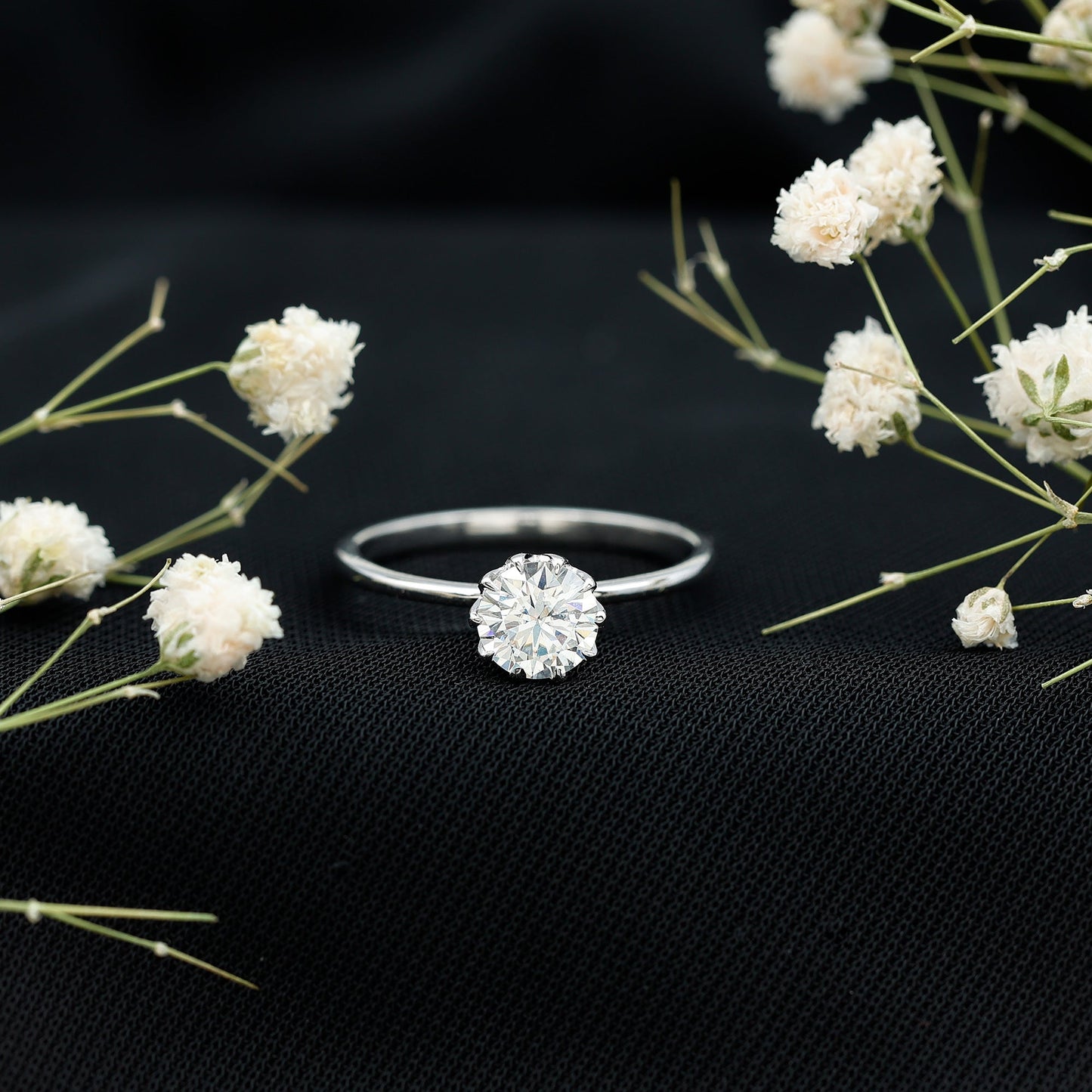 0.9 Carat Lab Grown Diamond Round Cut Engagement Ring