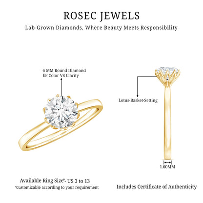 0.9 Carat Lab Grown Diamond Round Cut Engagement Ring