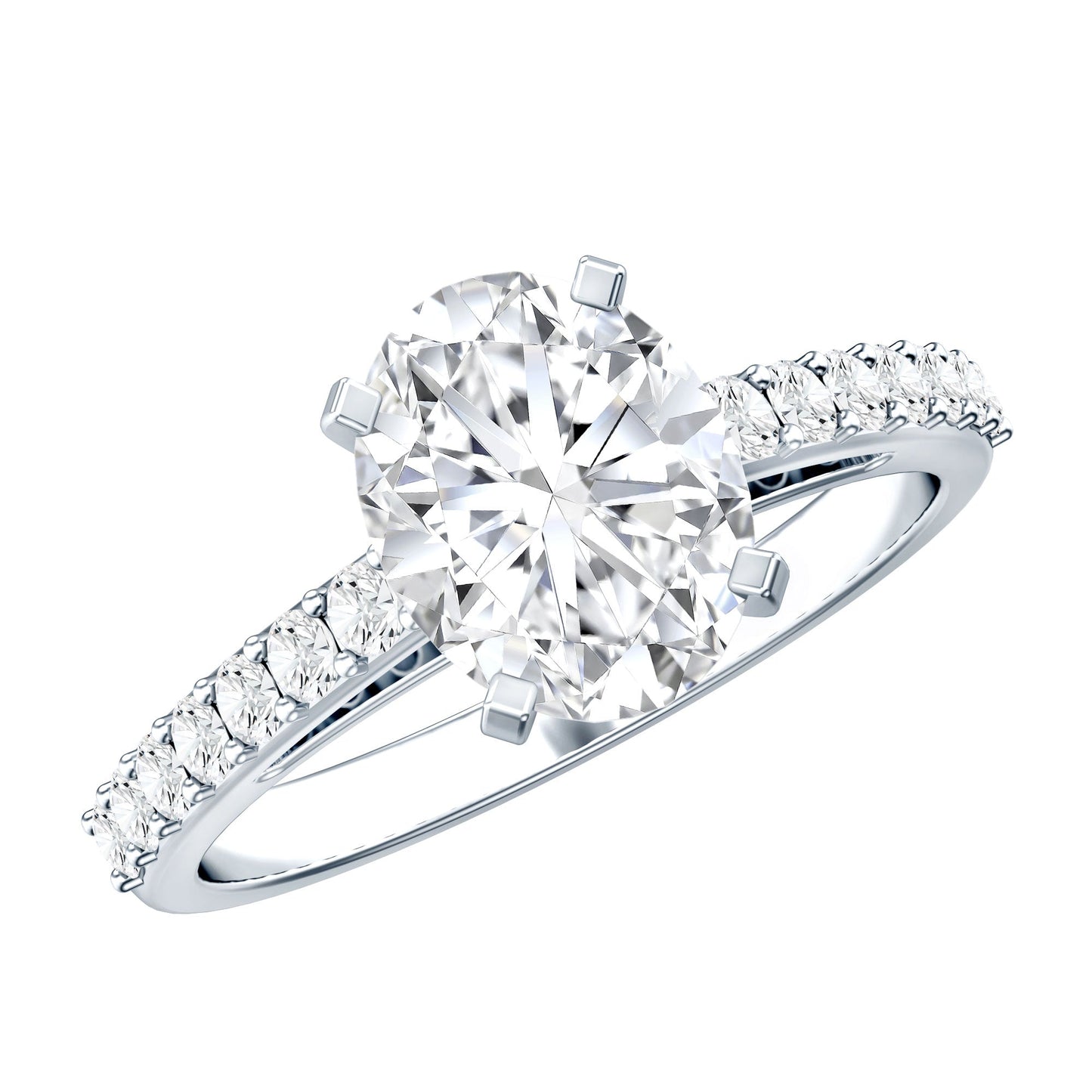 Certified Lab Grown Diamond 2 Carat Engagement Ring With Side Stones
