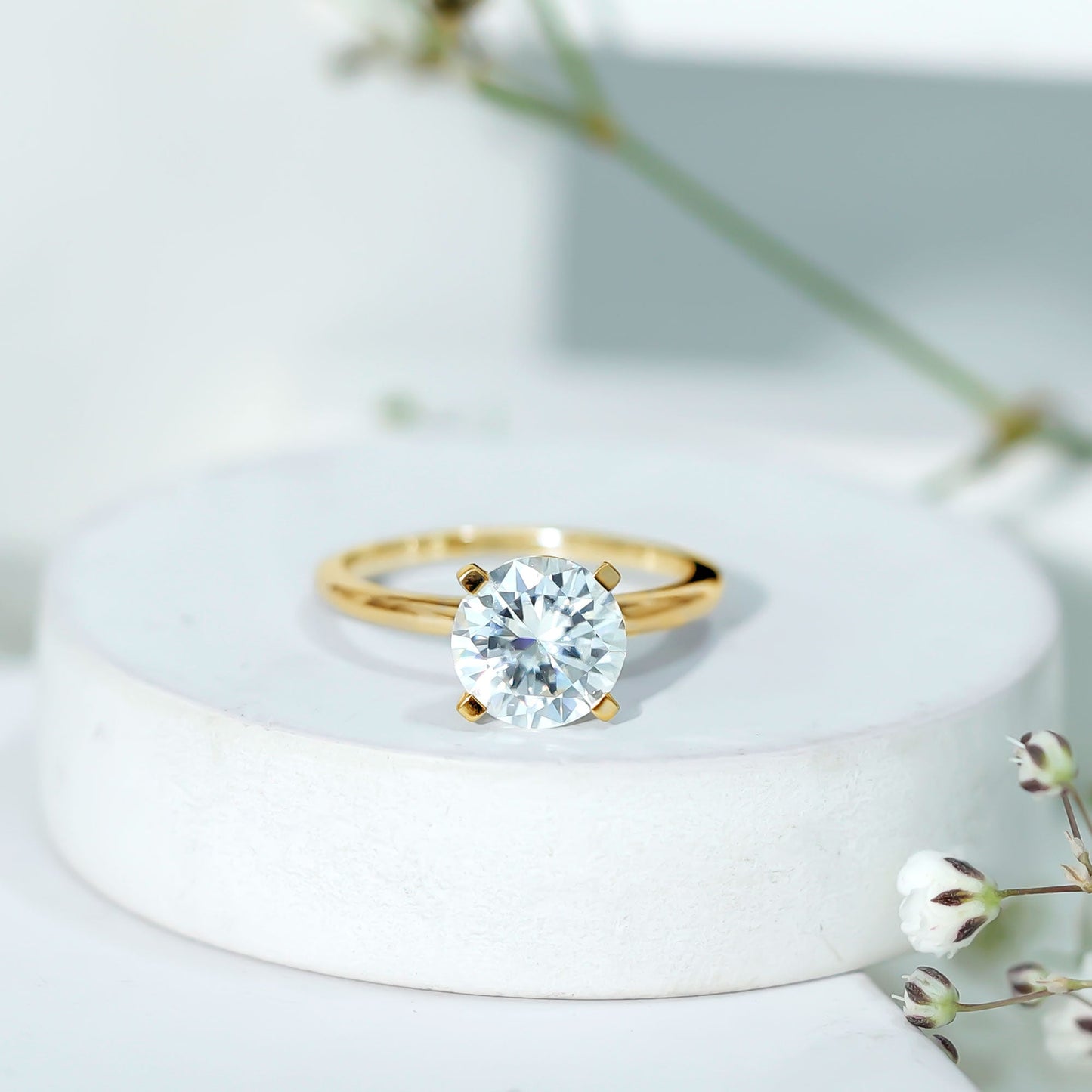 Certified 2 Carat Round Lab Grown Diamond Solitaire Engagement Ring