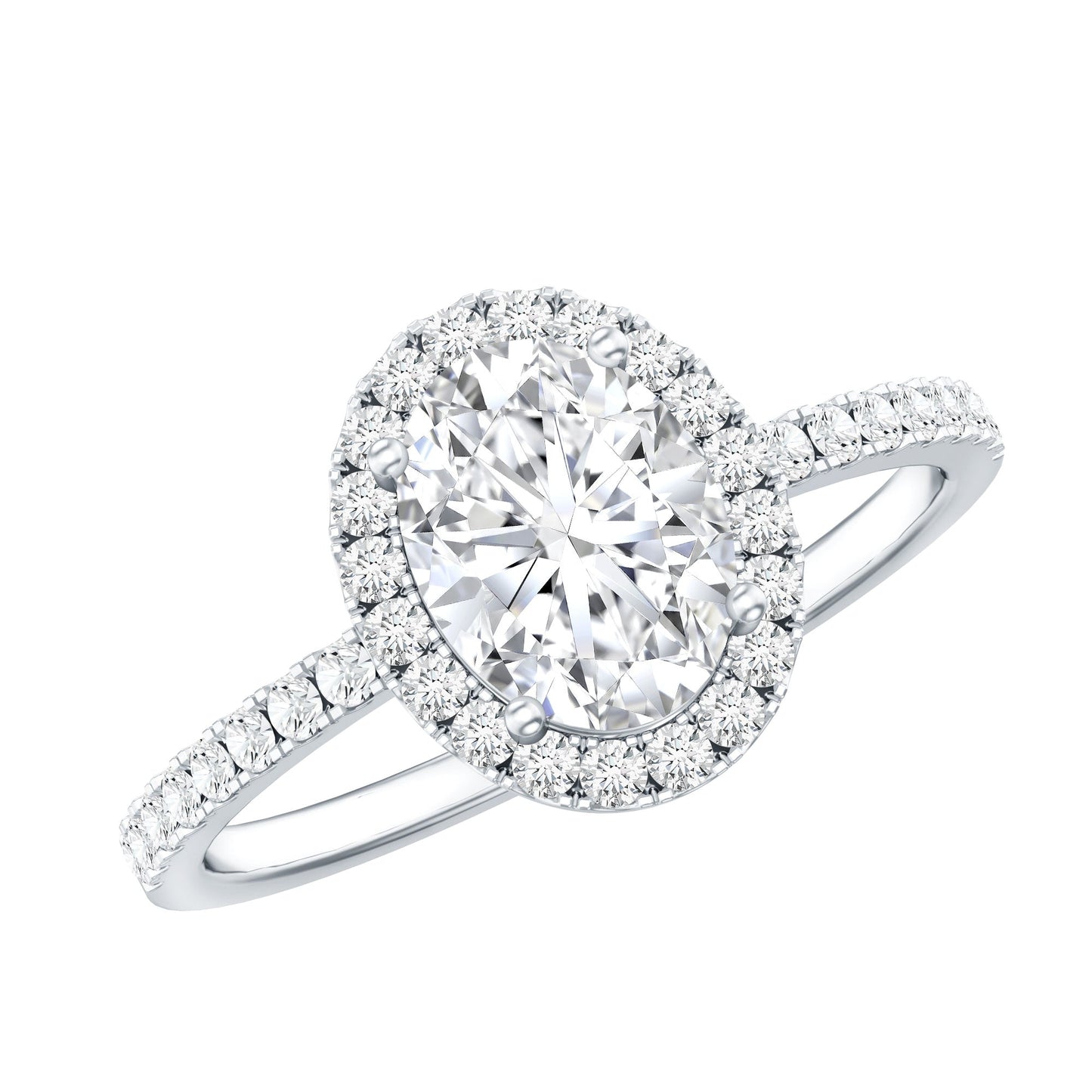 Certified 1.2 Carat Lab Grown Diamond Oval Engagement Ring With Side Stones