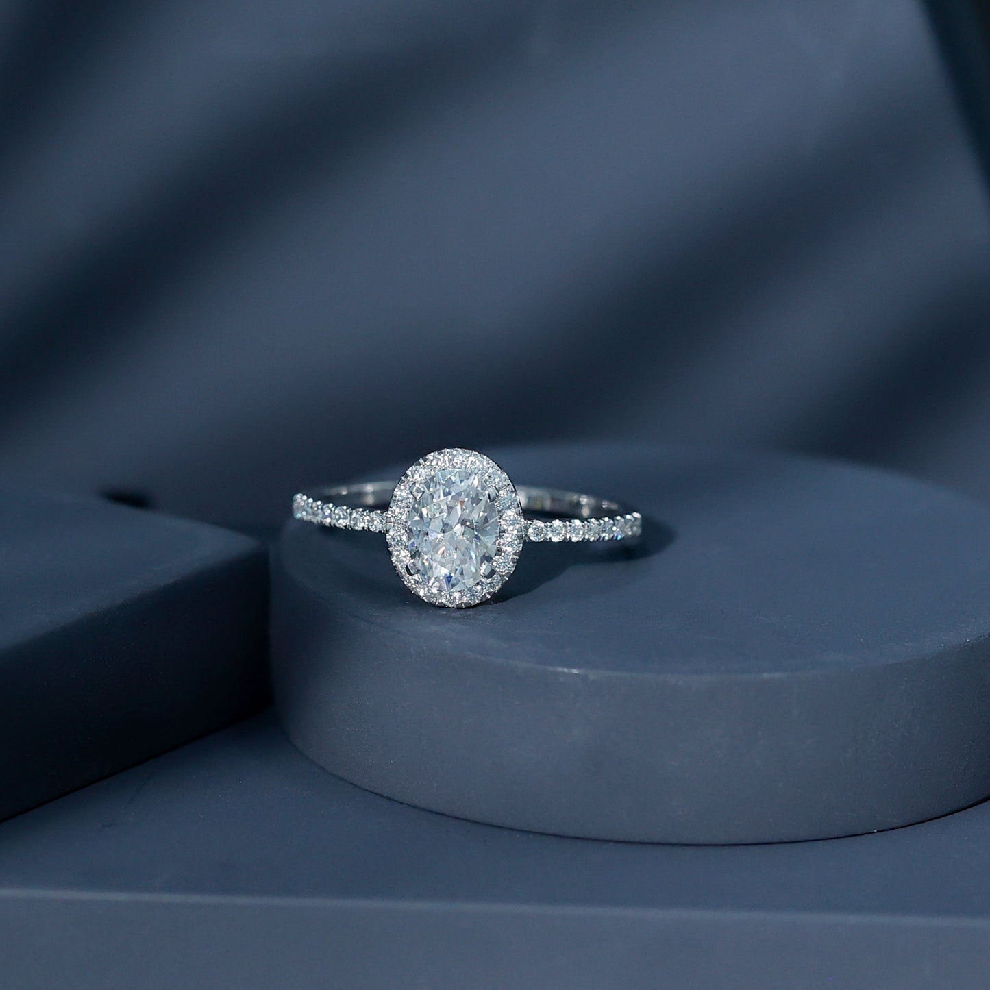Certified 1.2 Carat Lab Grown Diamond Oval Engagement Ring With Side Stones