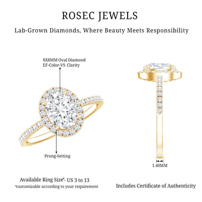 Certified 1.2 Carat Lab Grown Diamond Oval Engagement Ring With Side Stones