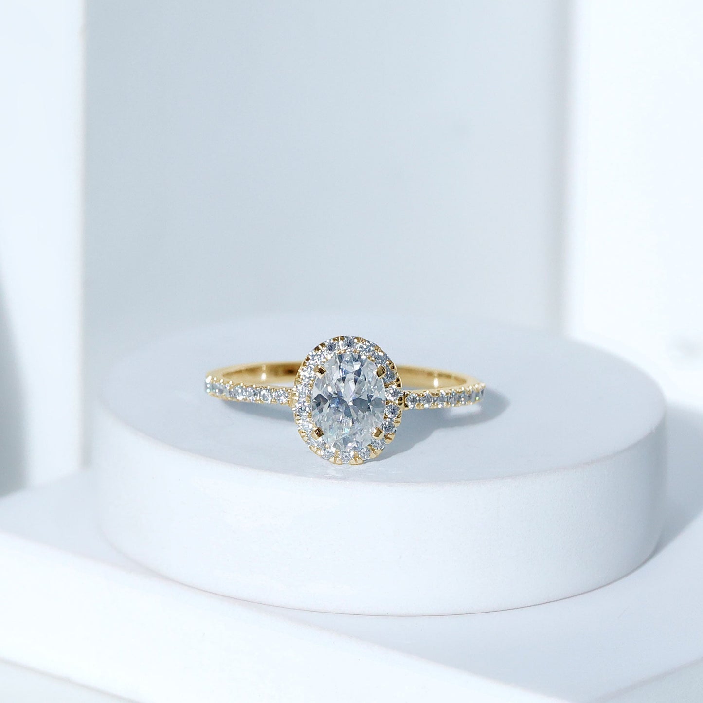 Certified 1.2 Carat Lab Grown Diamond Oval Engagement Ring With Side Stones