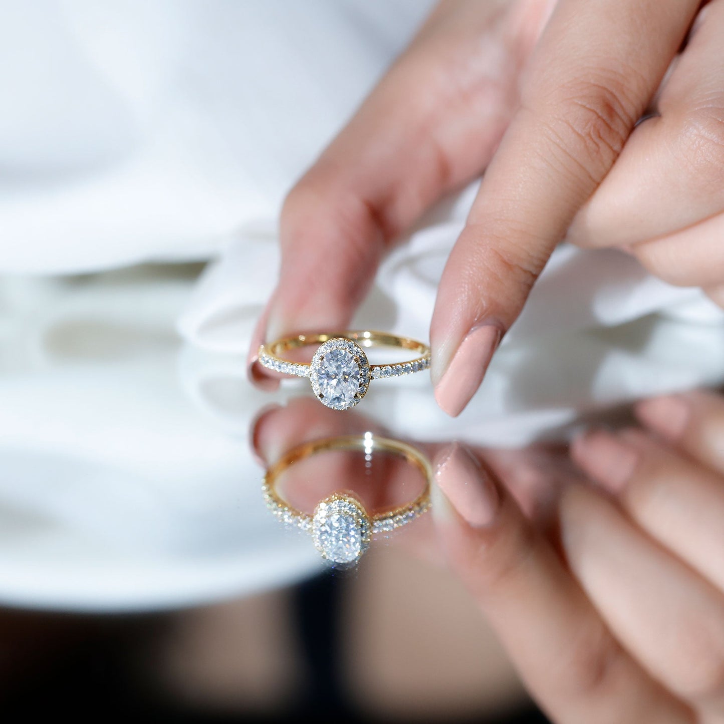 Certified 1.2 Carat Lab Grown Diamond Oval Engagement Ring With Side Stones