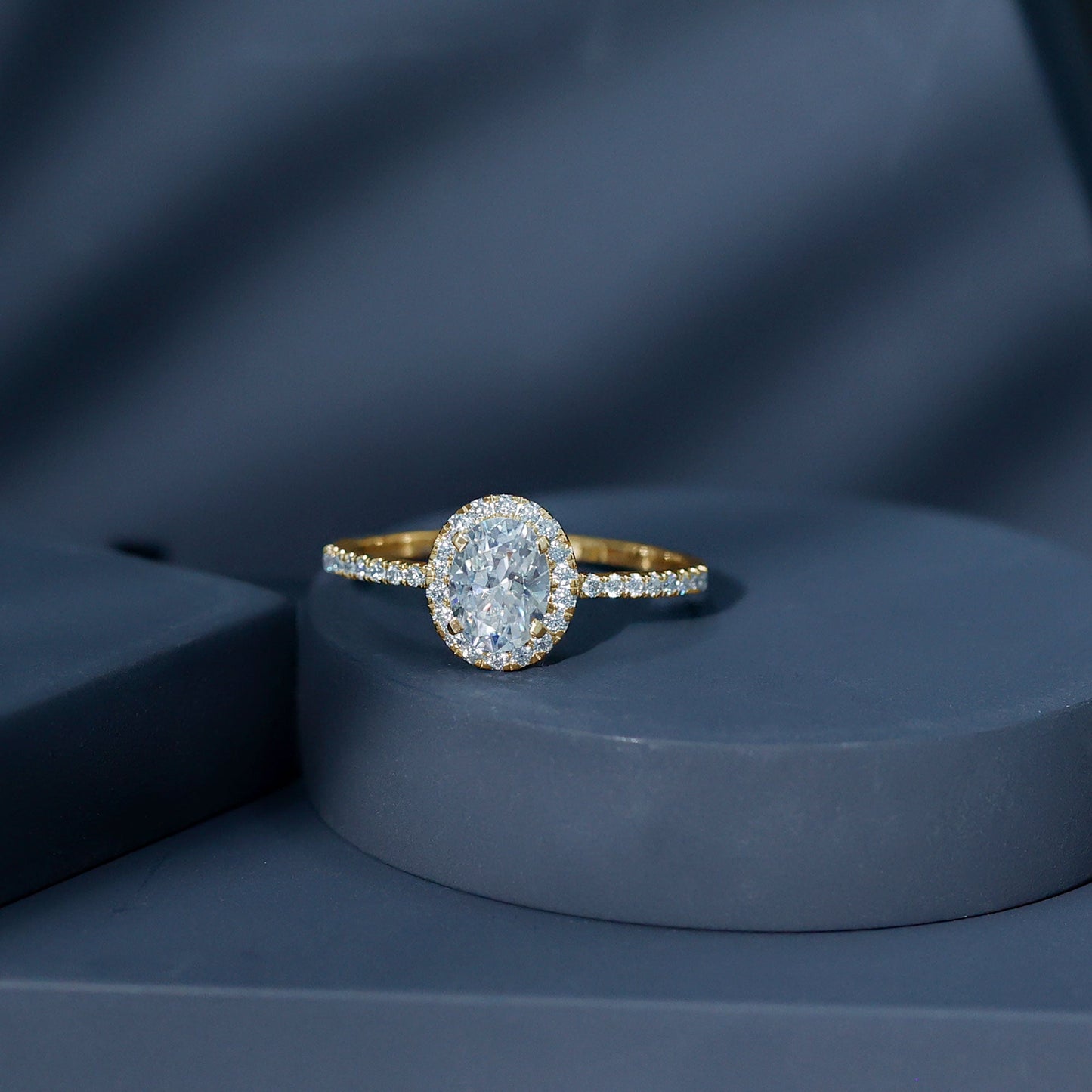 Certified 1.2 Carat Lab Grown Diamond Oval Engagement Ring With Side Stones