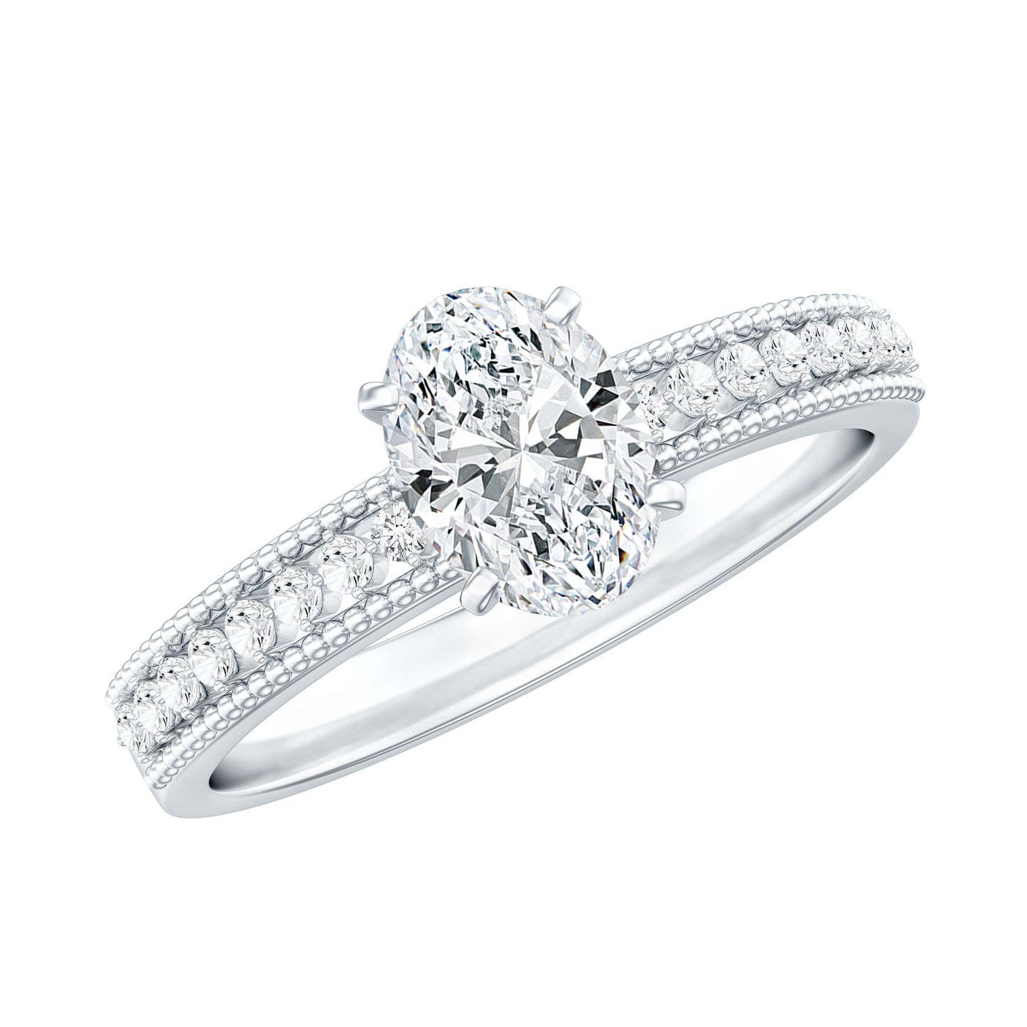 Certified 0.75 Carat Oval Lab Grown Diamond Vintage Inspired Engagement Ring