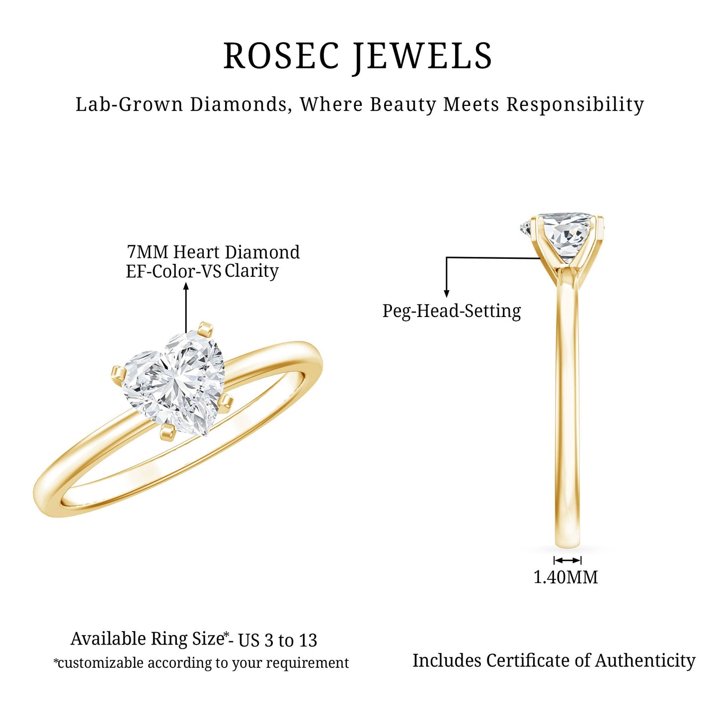 Certified 1.2 Carat Lab Grown Diamond Heart Engagement Ring