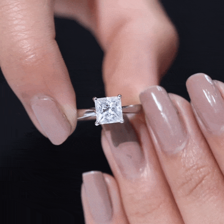 1.2 Carat Princess Cut Lab Grown Diamond Solitaire Engagement Ring For Women
