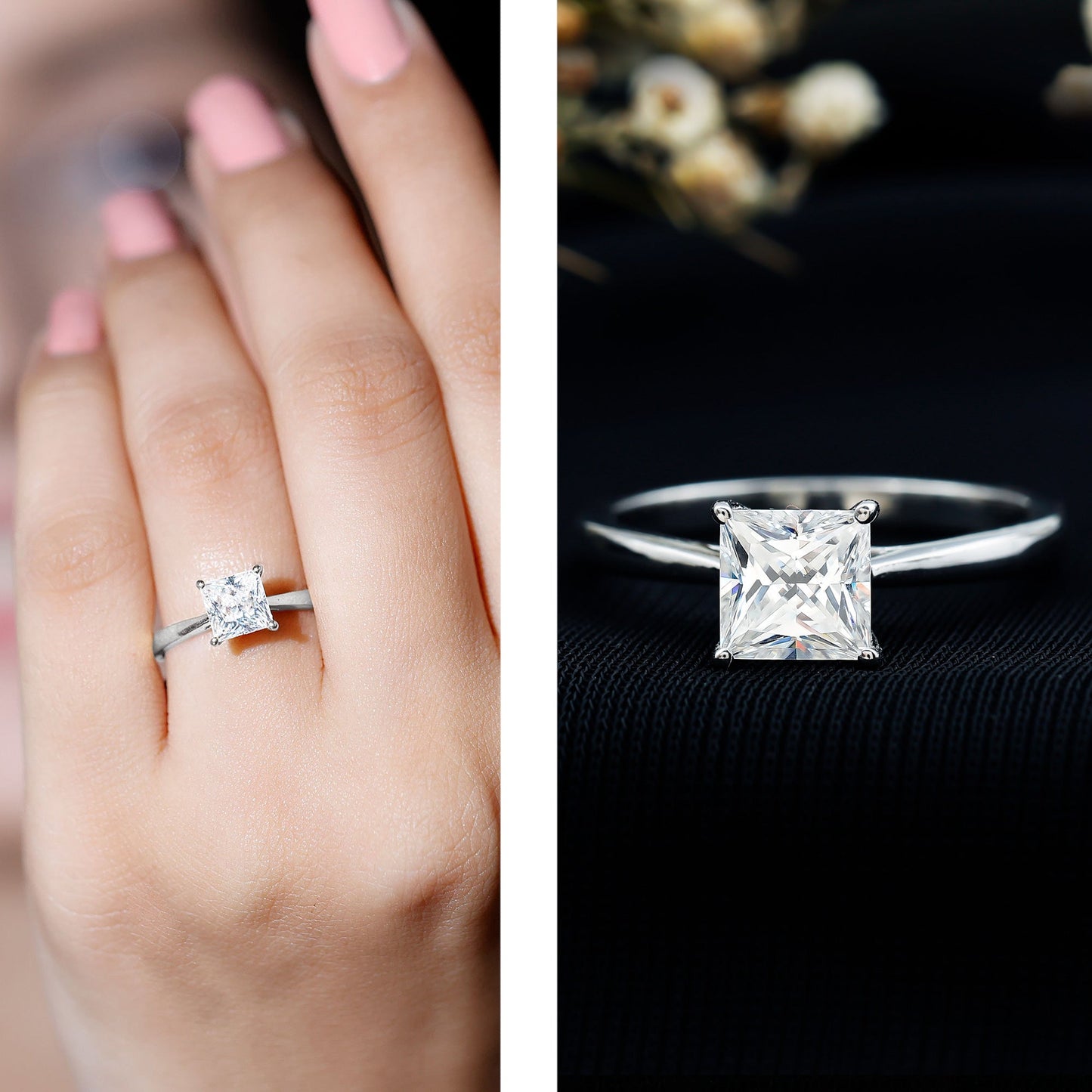 1.2 Carat Princess Cut Lab Grown Diamond Solitaire Engagement Ring For Women