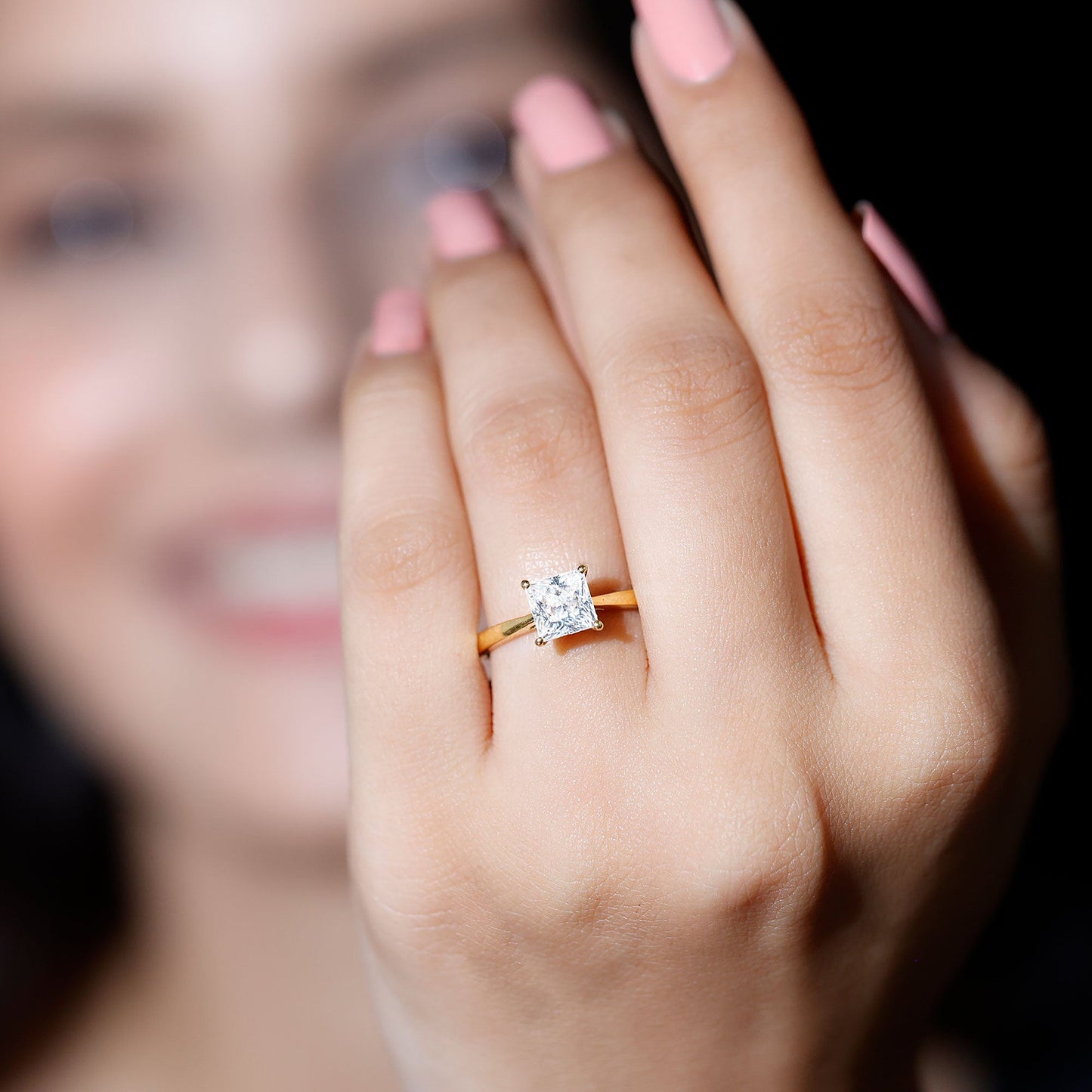 1.2 Carat Princess Cut Lab Grown Diamond Solitaire Engagement Ring For Women
