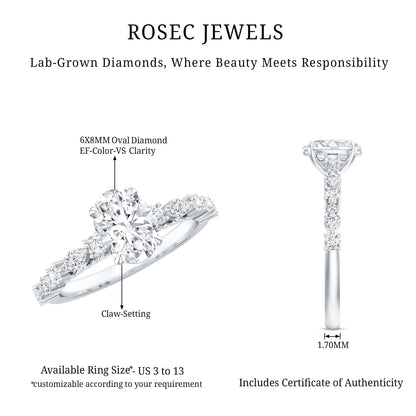 1.29 Carat Oval Cut Lab Diamond Solitaire Engagement Ring