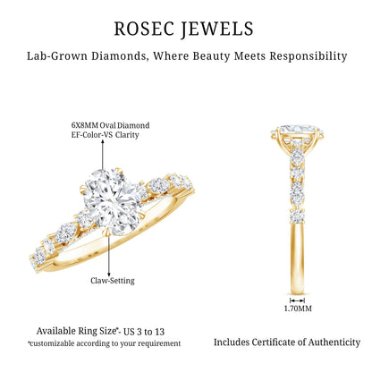 1.29 Carat Oval Cut Lab Diamond Solitaire Engagement Ring