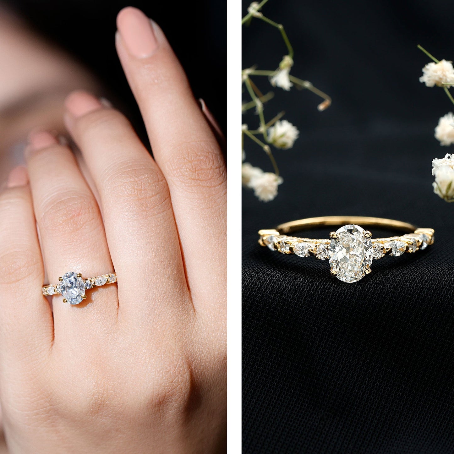 1.29 Carat Oval Cut Lab Diamond Solitaire Engagement Ring