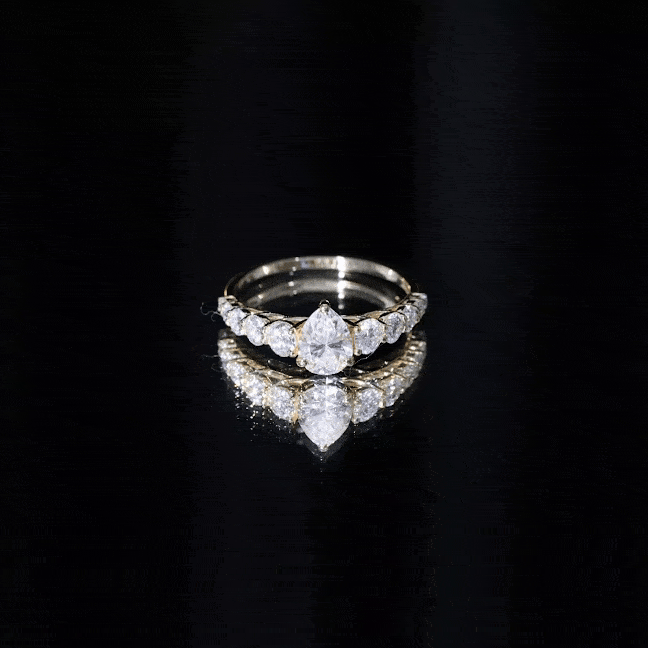 Certified Diamond Teardrop Engagement Ring with Sides Stones