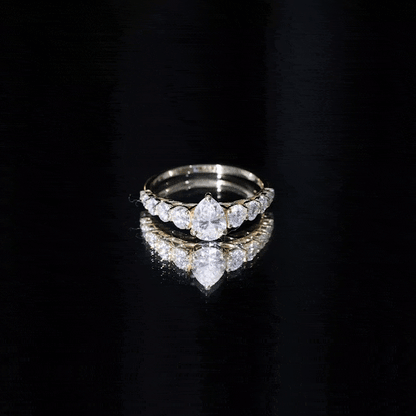 Certified Diamond Teardrop Engagement Ring with Sides Stones