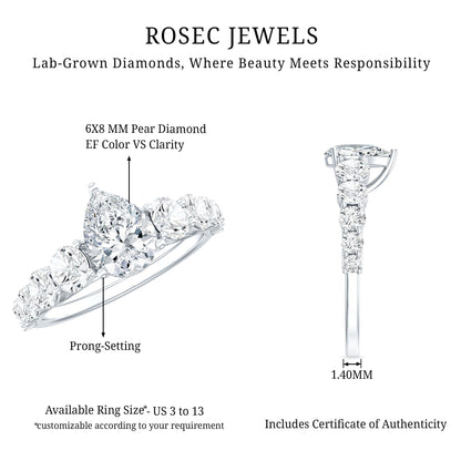 Certified Diamond Teardrop Engagement Ring with Sides Stones