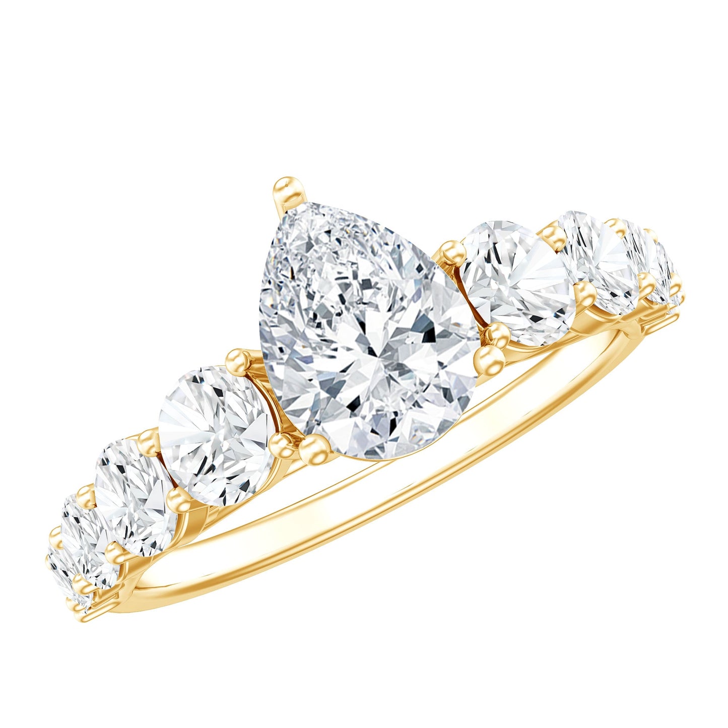 Certified Diamond Teardrop Engagement Ring with Sides Stones