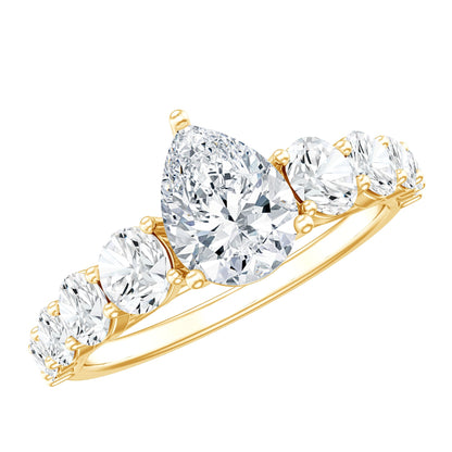 Certified Diamond Teardrop Engagement Ring with Sides Stones