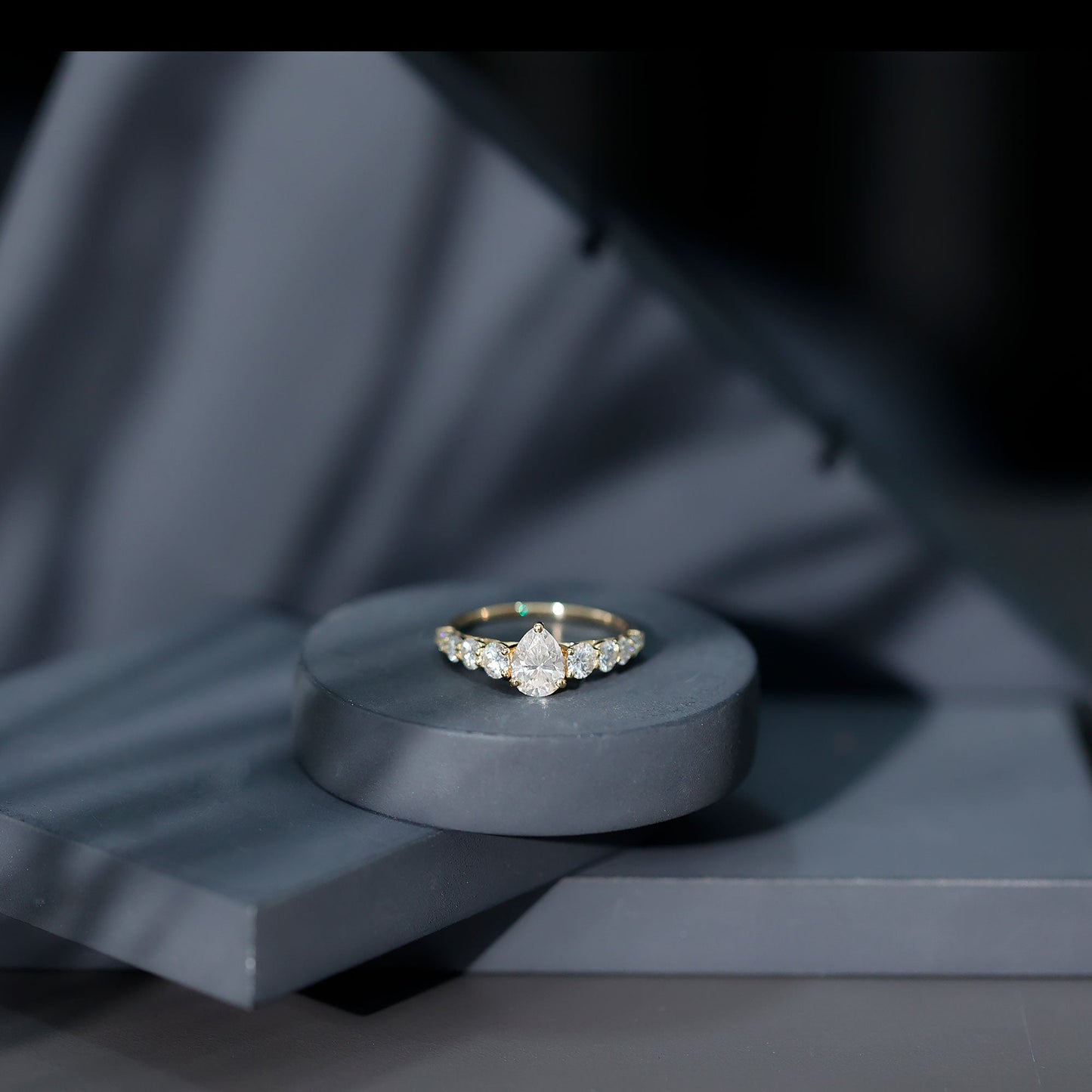 Certified Diamond Teardrop Engagement Ring with Sides Stones