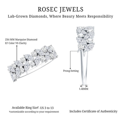 Certified Lab Grown Diamond Cluster Half Eternity Band for Women