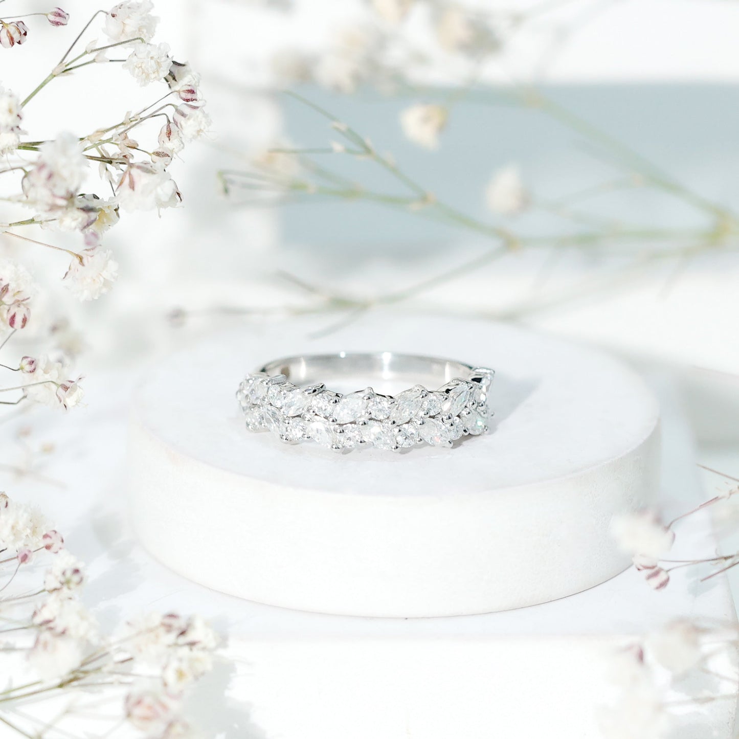Certified Lab Grown Diamond Cluster Half Eternity Band for Women