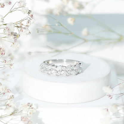 Certified Lab Grown Diamond Cluster Half Eternity Band for Women