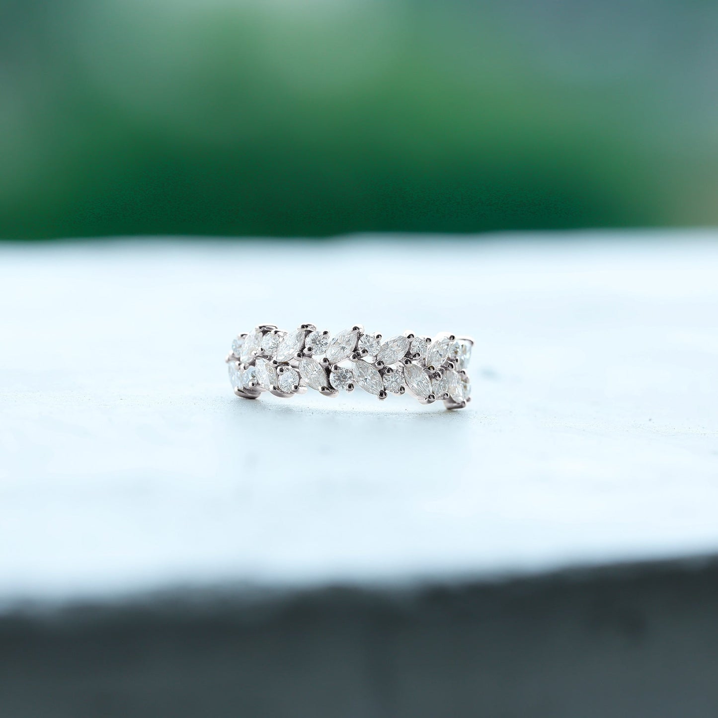Certified Lab Grown Diamond Cluster Half Eternity Band for Women