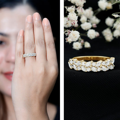 Certified Lab Grown Diamond Cluster Half Eternity Band for Women