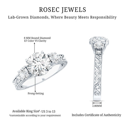 Lab Grown Diamond Vintage Style Engagement Ring
