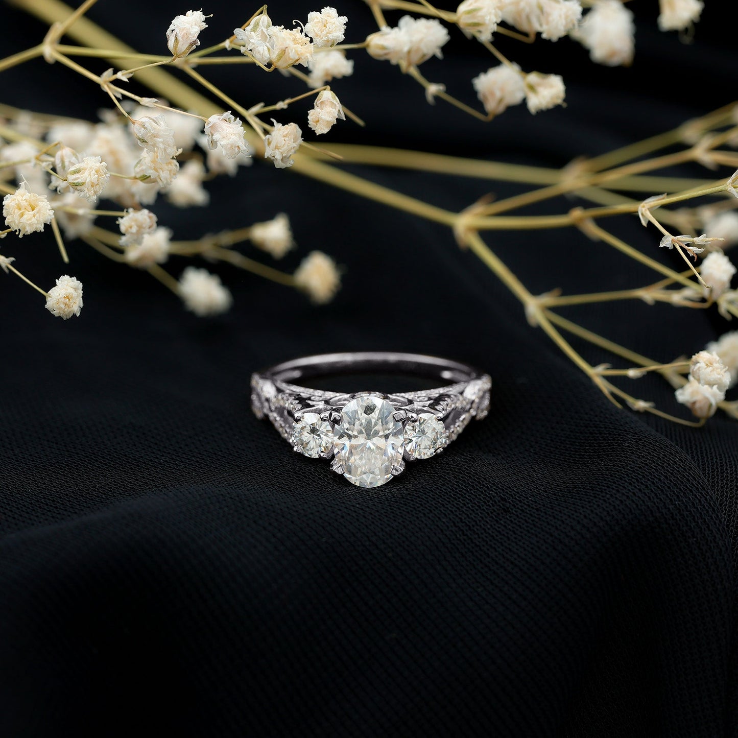 Certified Diamond Vintage Looking Engagement Ring