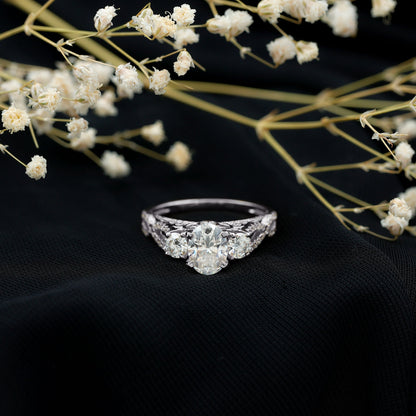 Certified Diamond Vintage Looking Engagement Ring