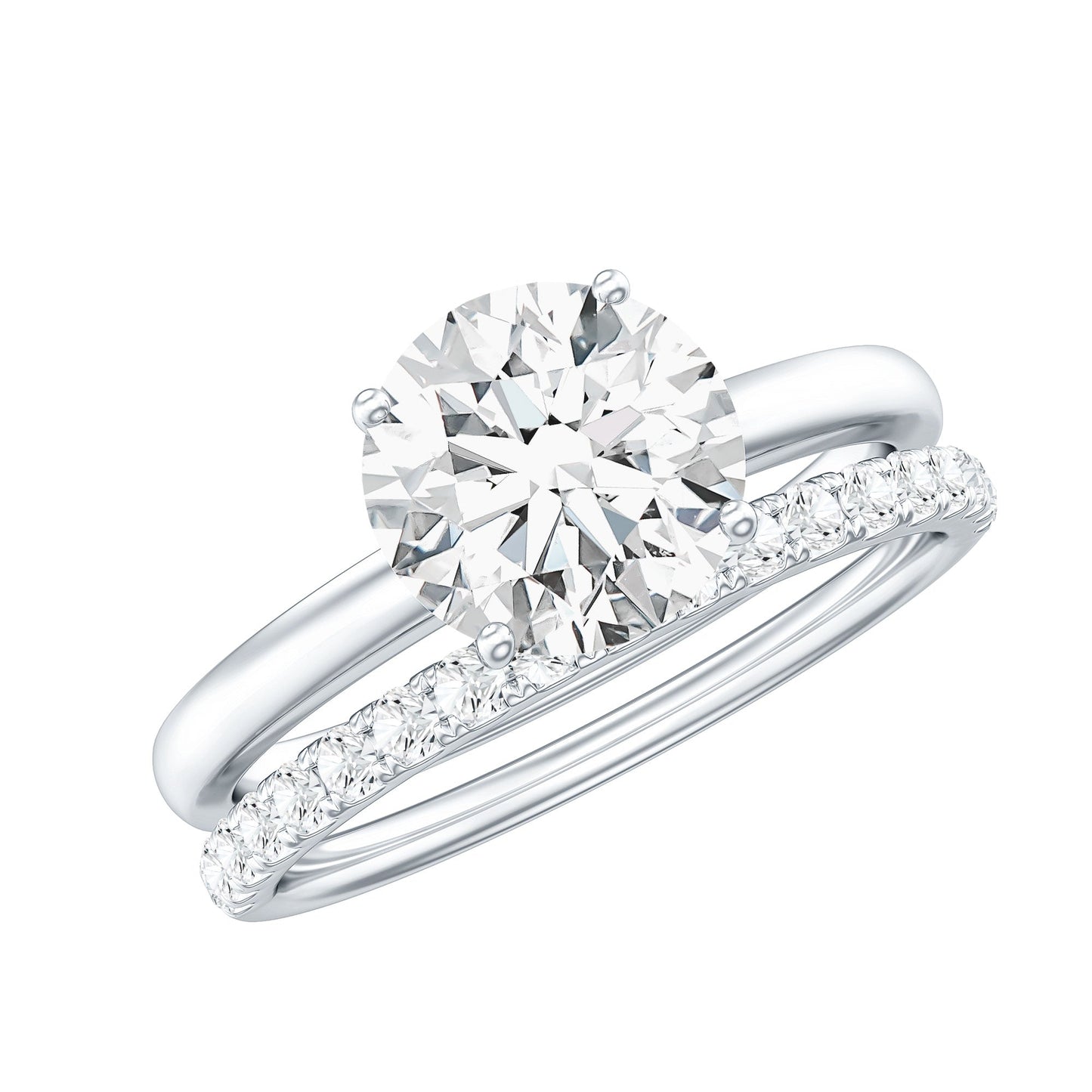 Certified 2 Carat Lab Grown Diamond Solitaire Wedding Ring Set