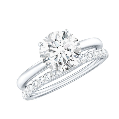 Certified 2 Carat Lab Grown Diamond Solitaire Wedding Ring Set