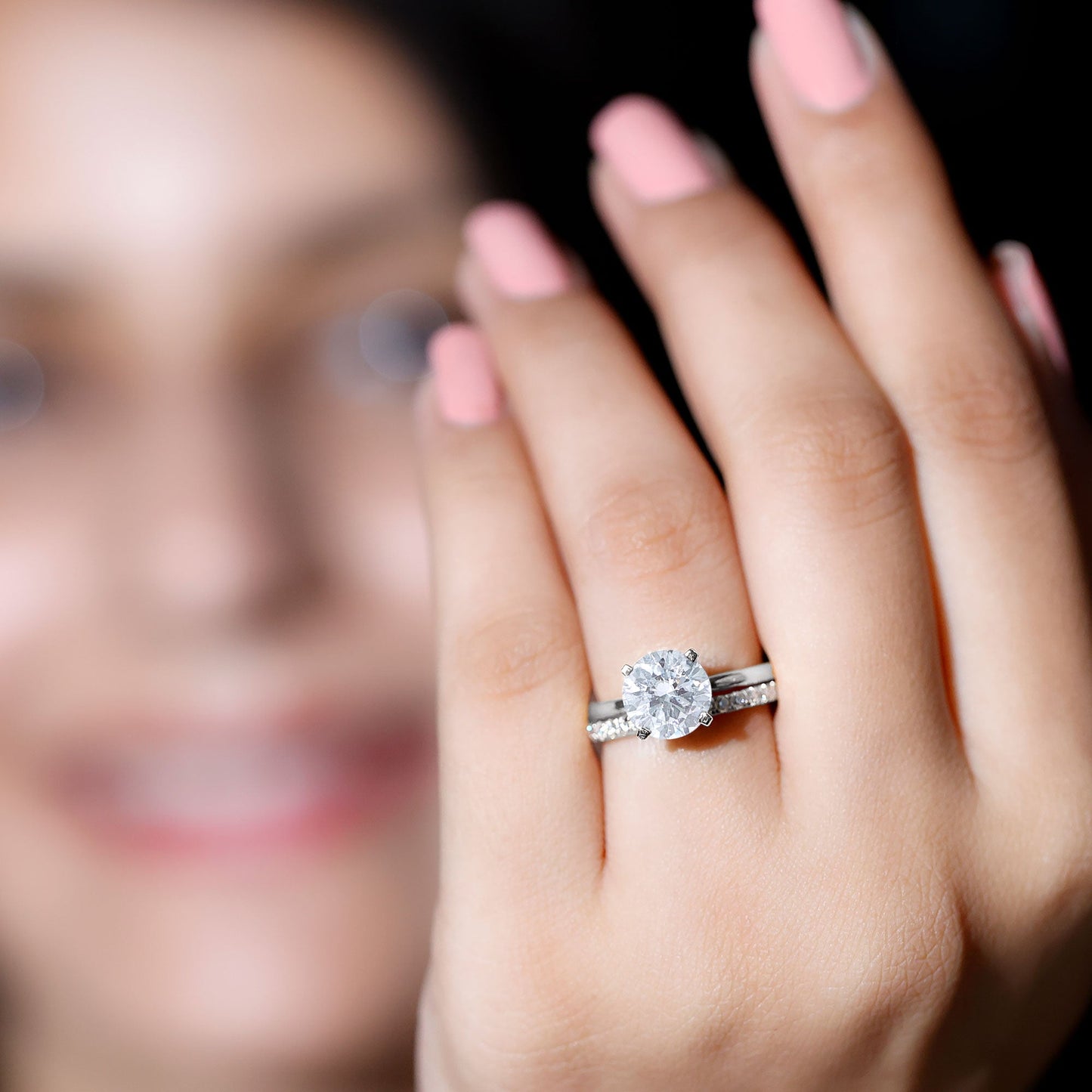 Certified 2 Carat Lab Grown Diamond Solitaire Wedding Ring Set