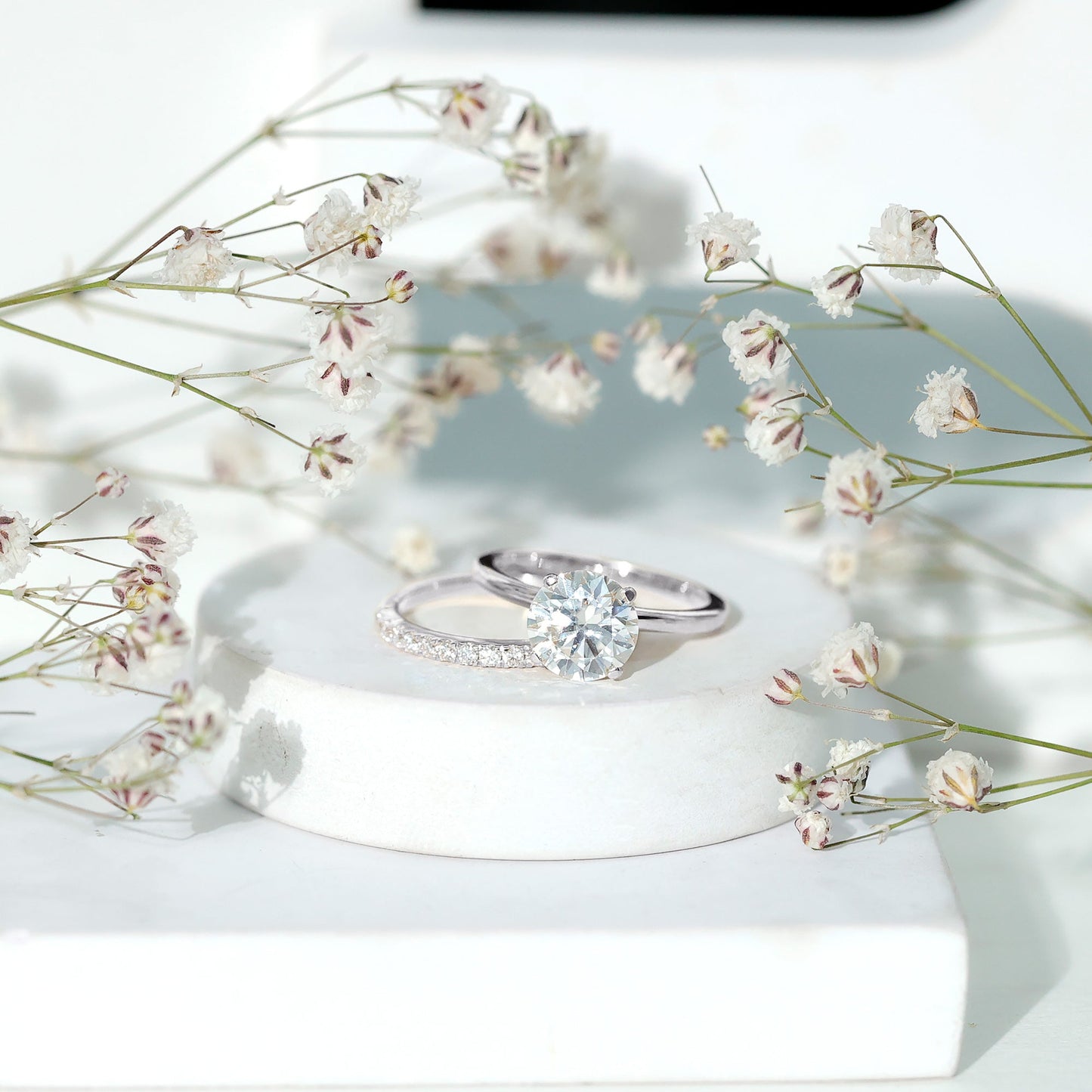 Certified 2 Carat Lab Grown Diamond Solitaire Wedding Ring Set